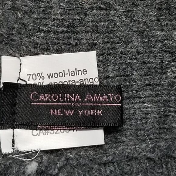 Carolina Amato Infinity Scarf Gray Wool Angora Blend Colorful Covered Buttons - Picture 2 of 4